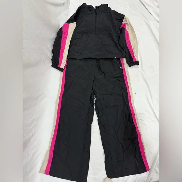 JoyLab Black Jogger Set with Pink and Cream Accents - Picture 3 of 10